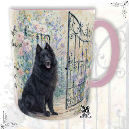 Tazza SECRET GARDEN - PASTORE BELGA GROENENDAEL - Dettagli ROSA - 330 ml - in Ceramica