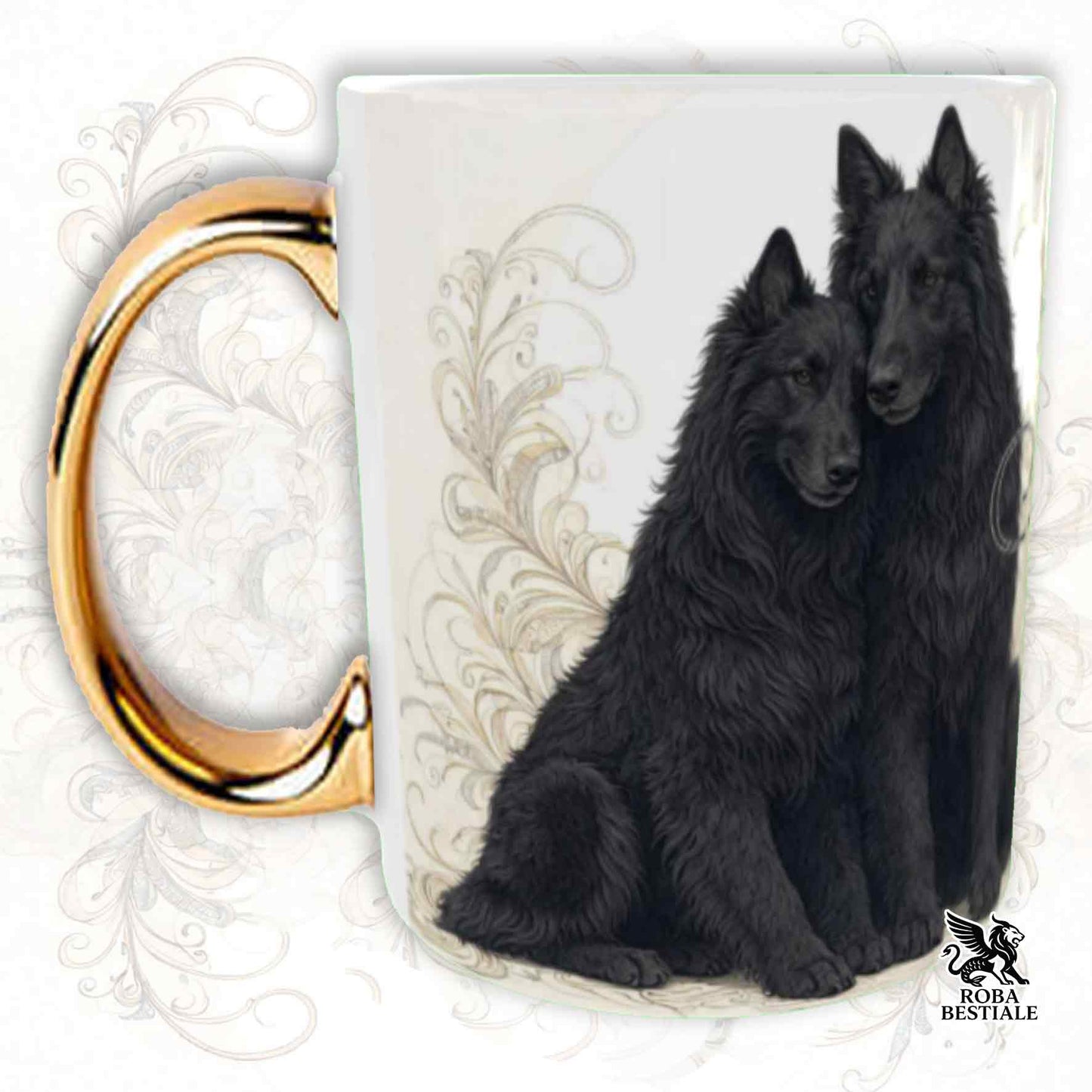 Tazza NOBILITY - PASTORE BELGA GROENENDAEL - Manico ORO - 330 ml - in Ceramica