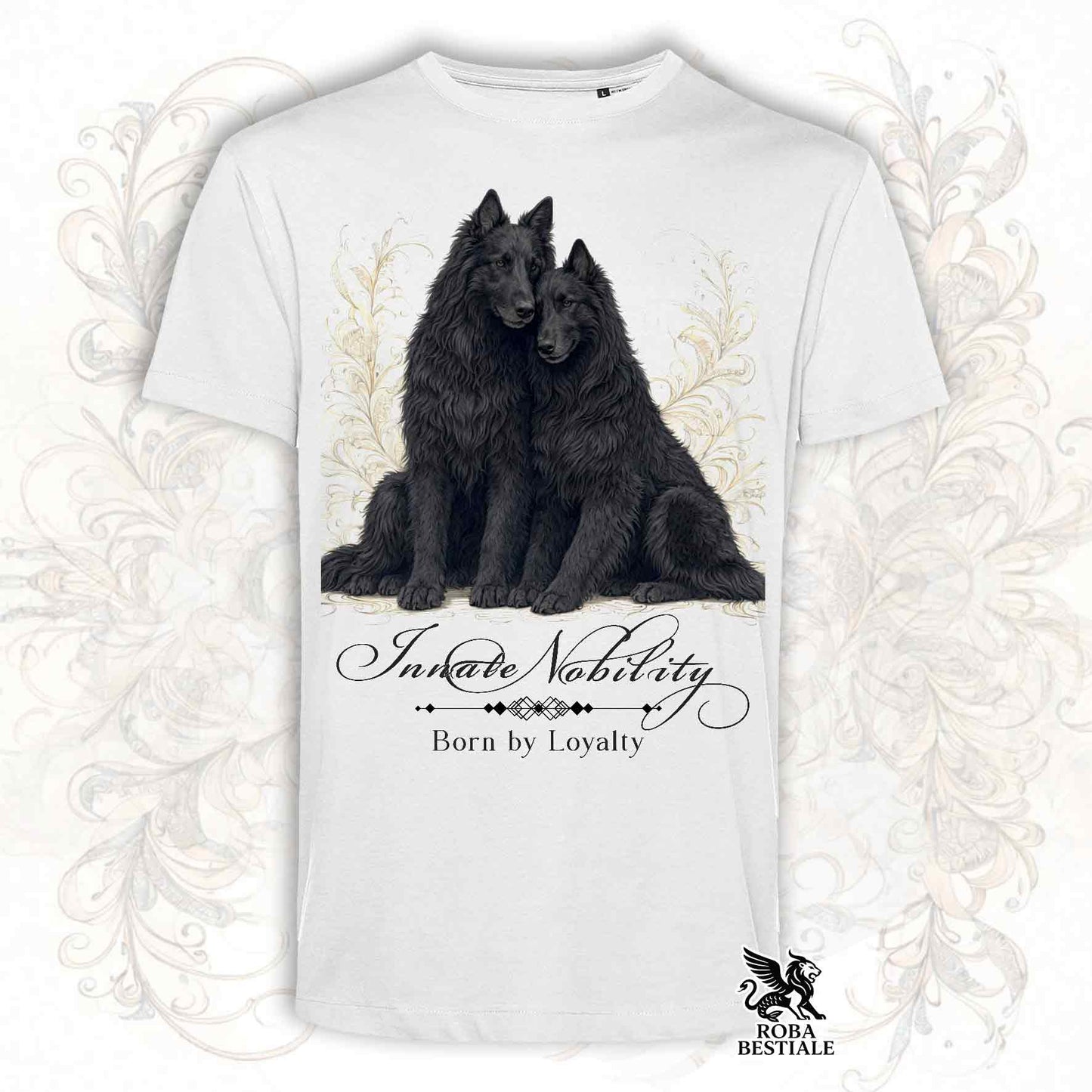 T-Shirt NOBILITY - PASTORE BELGA GROENENDAEL - Bianca o Beige, da Uomo o da Donna - dalla XS alla 5XL