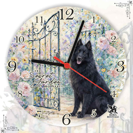 Orologio da Muro SECRET GARDEN - PASTORE BELGA GROENENDAEL - in MDF - diametro 20 o 30 cm