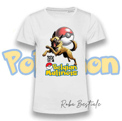 T-Shirt POKEMON - PASTORE BELGA MALINOIS - Bianca o Nera, da Uomo o da Donna - dalla XS alla 5XL