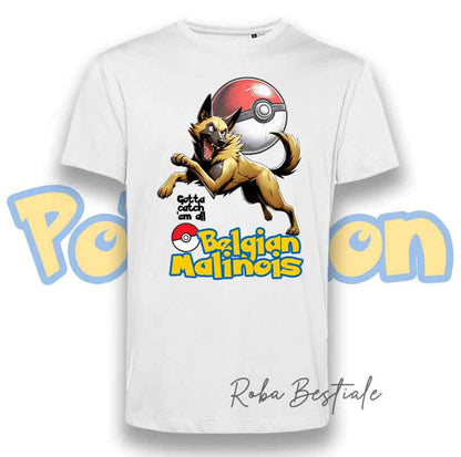 T-Shirt POKEMON - PASTORE BELGA MALINOIS - Bianca o Nera, da Uomo o da Donna - dalla XS alla 5XL