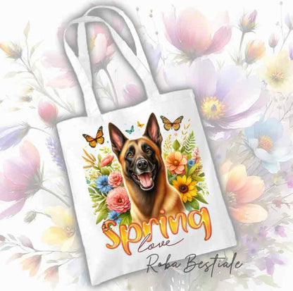 Tote Bag PASTORE BELGA MALINOIS - Collezione Spring Love