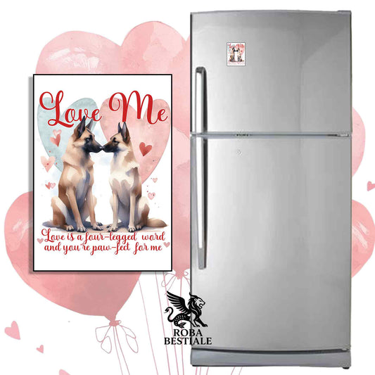 Calamita LOVE ME - PASTORE BELGA MALINOIS - in MDF - 7x5 cm
