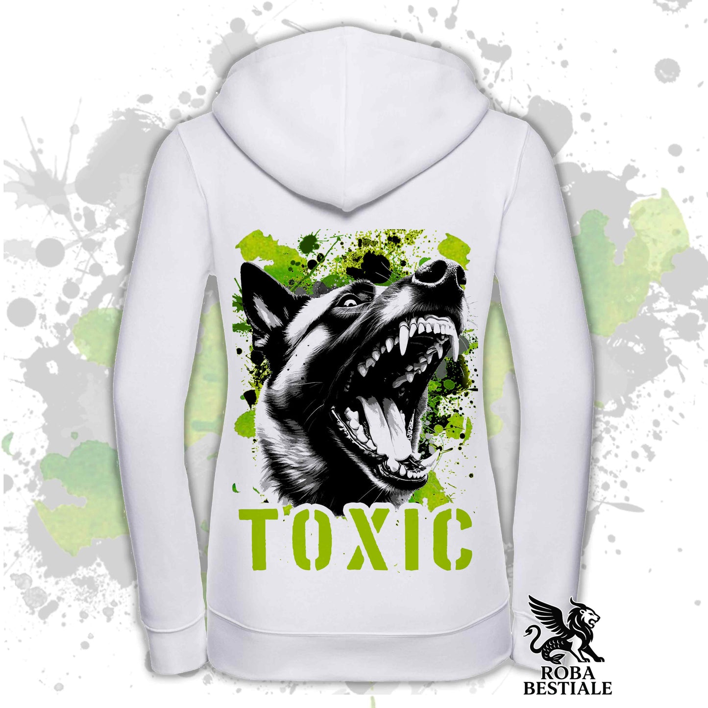 Felpa TOXIC - PASTORE BELGA MALINOIS - Con Cappuccio e Full Zip, Uomo o Donna, Nera - dalla XS alla 5XL