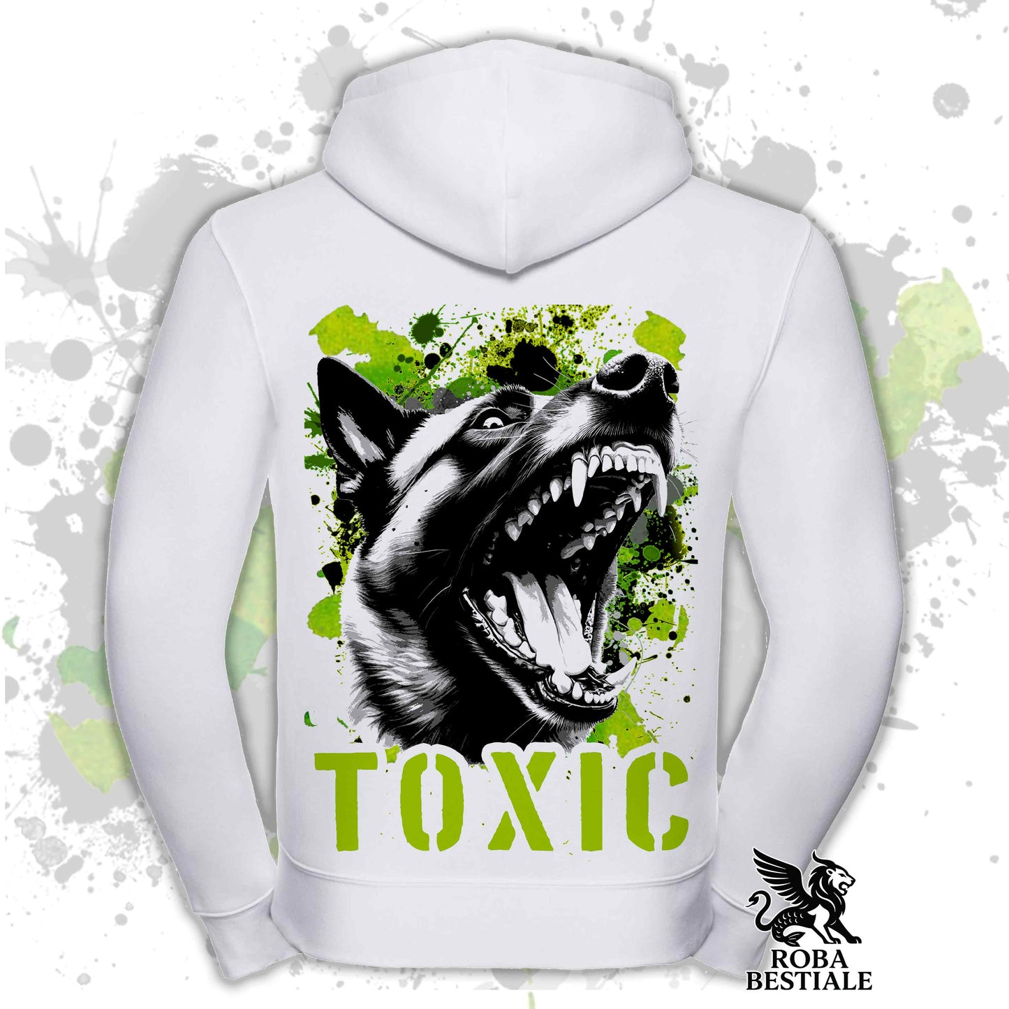 Felpa TOXIC - PASTORE BELGA MALINOIS - Con Cappuccio e Full Zip, Uomo o Donna, Nera - dalla XS alla 5XL