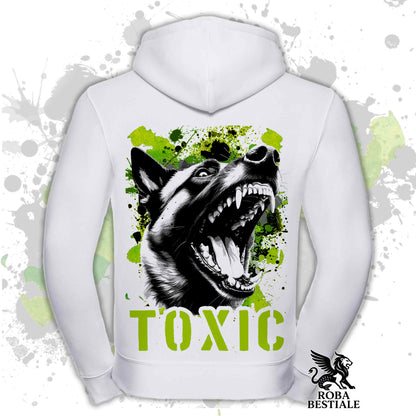 Felpa TOXIC - PASTORE BELGA MALINOIS - Con Cappuccio e Full Zip, Uomo o Donna, Nera - dalla XS alla 5XL