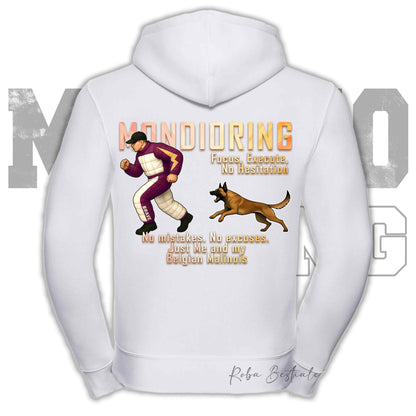 Felpa MONDIORING Chase! - PASTORE BELGA MALINOIS - Cappuccio e Zip, Uomo o Donna, in tanti colori - dalla XS alla 5XL