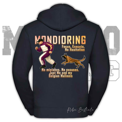 Felpa MONDIORING Chase! - PASTORE BELGA MALINOIS - Cappuccio e Zip, Uomo o Donna, in tanti colori - dalla XS alla 5XL