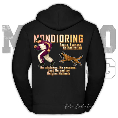 Felpa MONDIORING Chase! - PASTORE BELGA MALINOIS - Cappuccio e Zip, Uomo o Donna, in tanti colori - dalla XS alla 5XL
