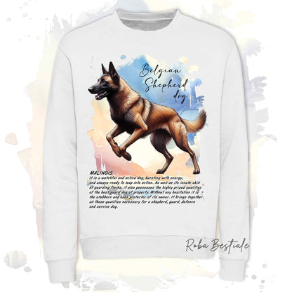 Felpa BEHAVIOR - PASTORE BELGA MALINOIS - Girocollo, Unisex, in tanti colori! - dalla XS alla 3XL