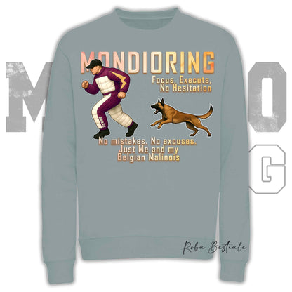 Felpa MONDIORING Chase! - PASTORE BELGA MALINOIS - Girocollo, Unisex, in tanti colori! - dalla XS alla 3XL