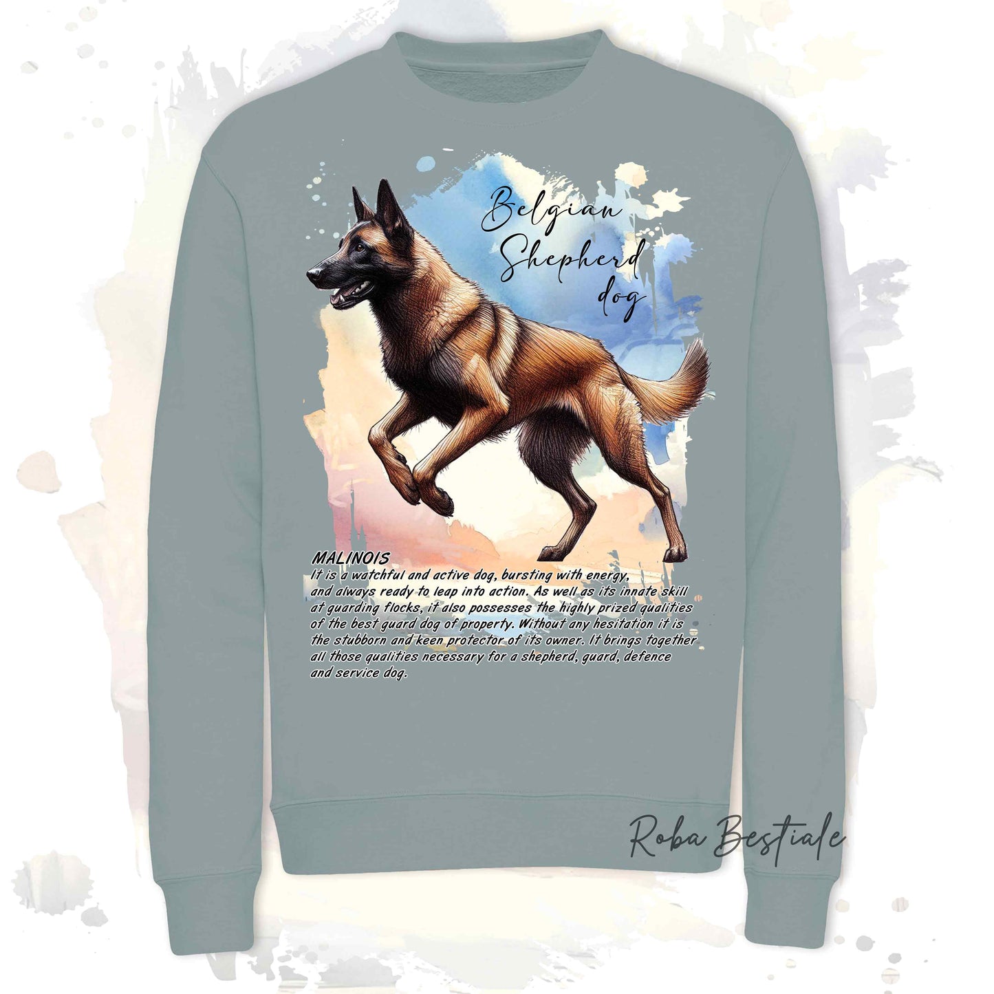 Felpa BEHAVIOR - PASTORE BELGA MALINOIS - Girocollo, Unisex, in tanti colori! - dalla XS alla 3XL