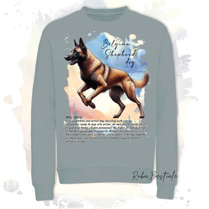 Felpa BEHAVIOR - PASTORE BELGA MALINOIS - Girocollo, Unisex, in tanti colori! - dalla XS alla 3XL