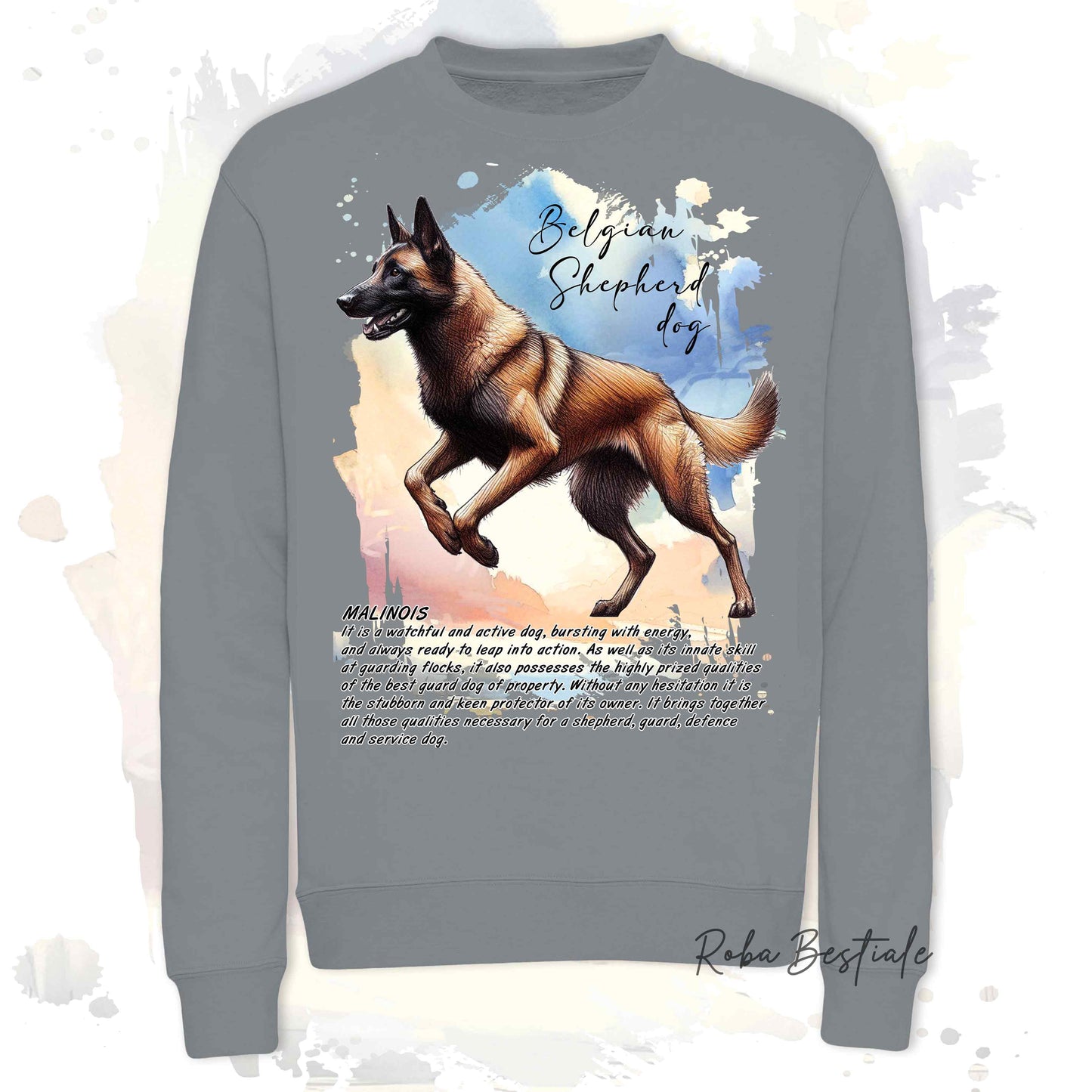 Felpa BEHAVIOR - PASTORE BELGA MALINOIS - Girocollo, Unisex, in tanti colori! - dalla XS alla 3XL