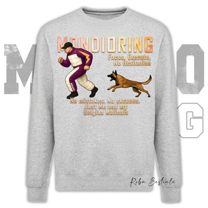 Felpa MONDIORING Chase! - PASTORE BELGA MALINOIS - Girocollo, Unisex, in tanti colori! - dalla XS alla 3XL