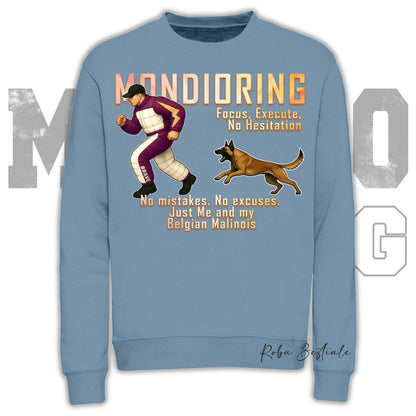 Felpa MONDIORING Chase! - PASTORE BELGA MALINOIS - Girocollo, Unisex, in tanti colori! - dalla XS alla 3XL