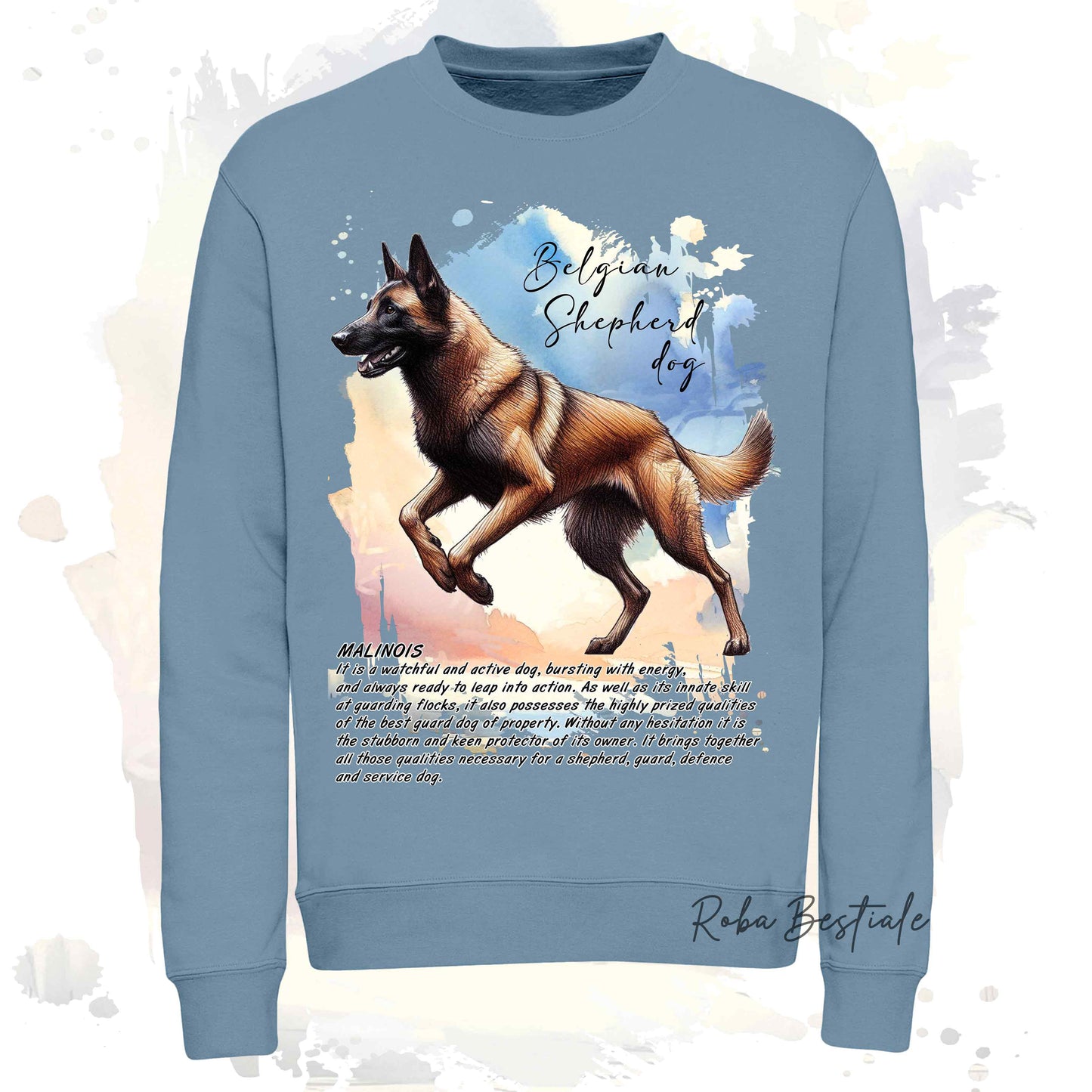 Felpa BEHAVIOR - PASTORE BELGA MALINOIS - Girocollo, Unisex, in tanti colori! - dalla XS alla 3XL