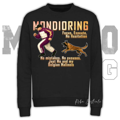 Felpa MONDIORING Chase! - PASTORE BELGA MALINOIS - Girocollo, Unisex, in tanti colori! - dalla XS alla 3XL