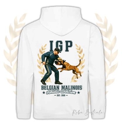 Felpa IGP ATTACK - PASTORE BELGA MALINOIS - Con Cappuccio e Tasconi, Unisex, in tanti colori - dalla XS alla 5XL