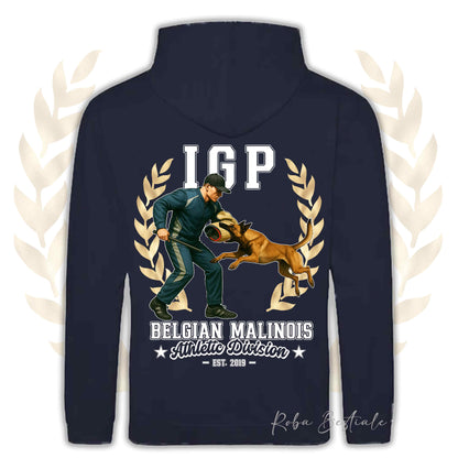 Felpa IGP ATTACK - PASTORE BELGA MALINOIS - Con Cappuccio e Tasconi, Unisex, in tanti colori - dalla XS alla 5XL