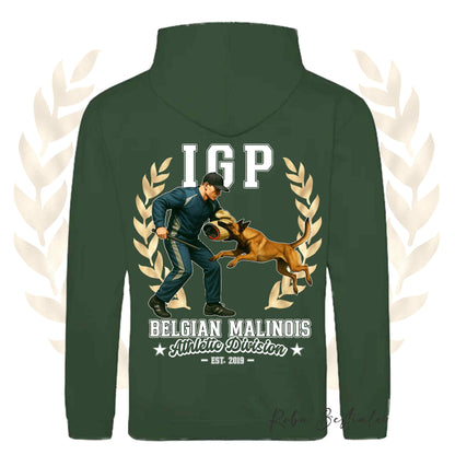 Felpa IGP ATTACK - PASTORE BELGA MALINOIS - Con Cappuccio e Tasconi, Unisex, in tanti colori - dalla XS alla 5XL