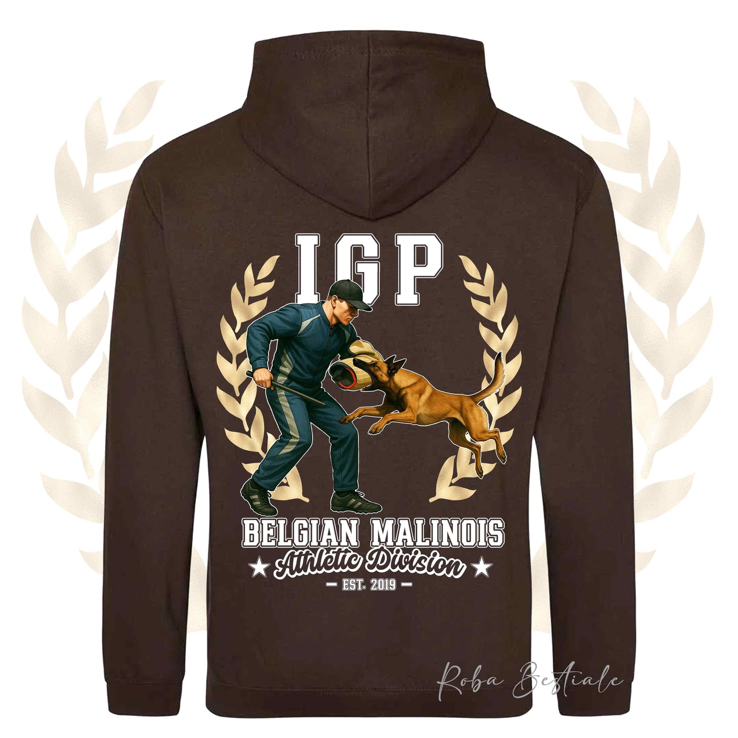Felpa IGP ATTACK - PASTORE BELGA MALINOIS - Con Cappuccio e Tasconi, Unisex, in tanti colori - dalla XS alla 5XL