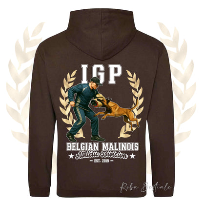 Felpa IGP ATTACK - PASTORE BELGA MALINOIS - Con Cappuccio e Tasconi, Unisex, in tanti colori - dalla XS alla 5XL