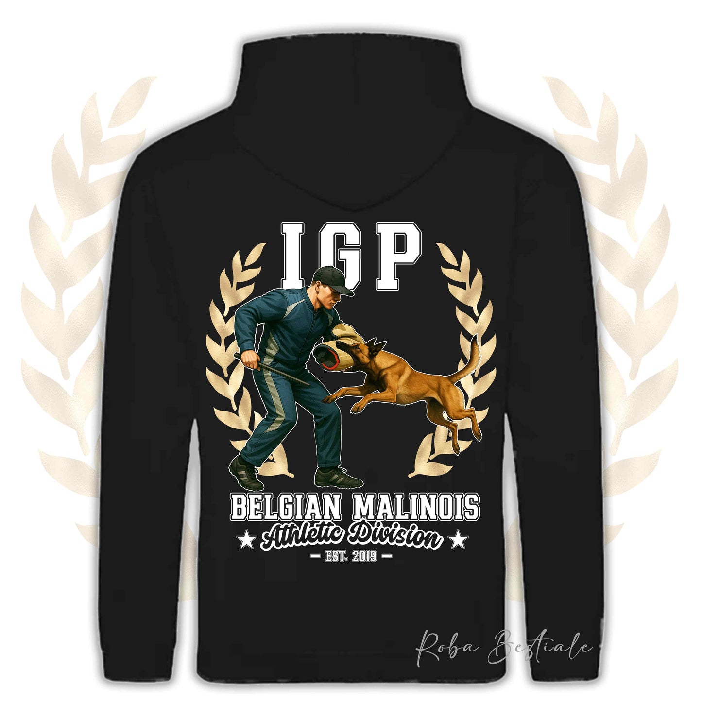 Felpa IGP ATTACK - PASTORE BELGA MALINOIS - Con Cappuccio e Tasconi, Unisex, in tanti colori - dalla XS alla 5XL