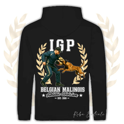 Felpa IGP ATTACK - PASTORE BELGA MALINOIS - Con Cappuccio e Tasconi, Unisex, in tanti colori - dalla XS alla 5XL