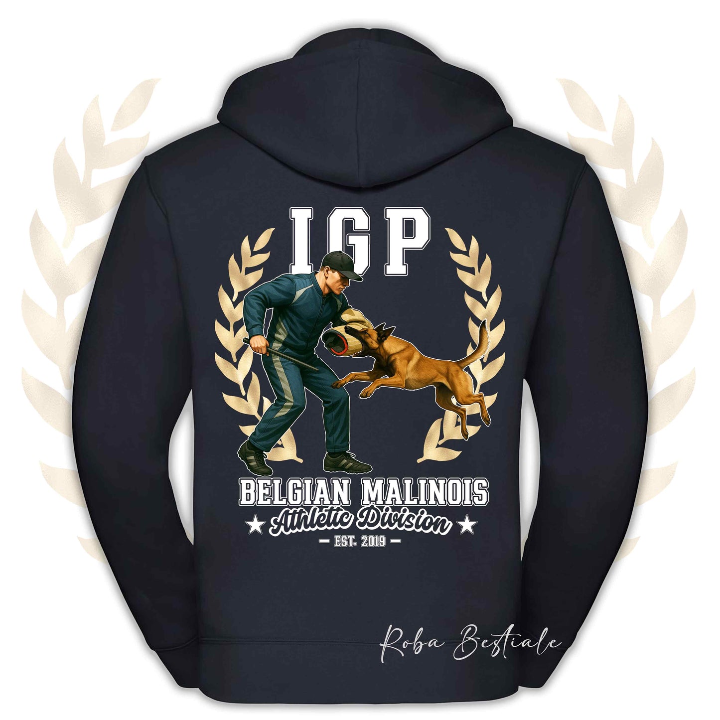 Felpa IGP ATTACK - PASTORE BELGA MALINOIS - Con Cappuccio e Full Zip, Uomo o Donna, in tanti colori - dalla XS alla 5XL