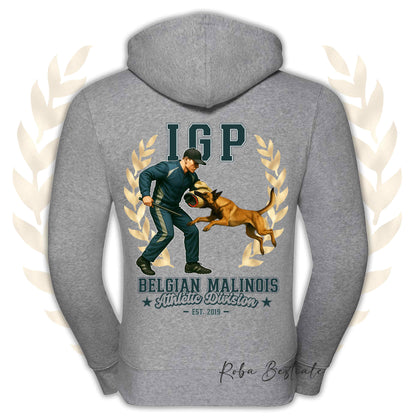 Felpa IGP ATTACK - PASTORE BELGA MALINOIS - Con Cappuccio e Full Zip, Uomo o Donna, in tanti colori - dalla XS alla 5XL