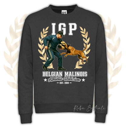 Felpa Invernale IGP ATTACK - PASTORE BELGA MALINOIS - Girocollo, Unisex, in tanti colori! - dalla XS alla 3XL