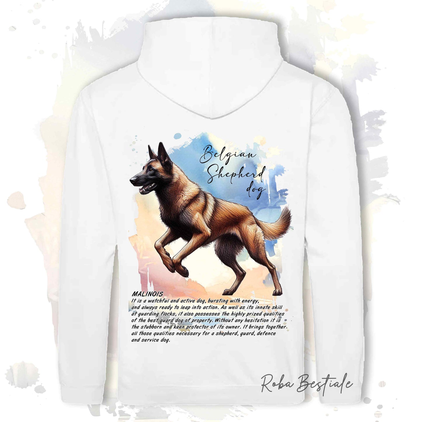 Felpa BEHAVIOR - PASTORE BELGA MALINOIS - Cappuccio e Tasconi, Unisex, in tanti colori - dalla XS alla 5XL