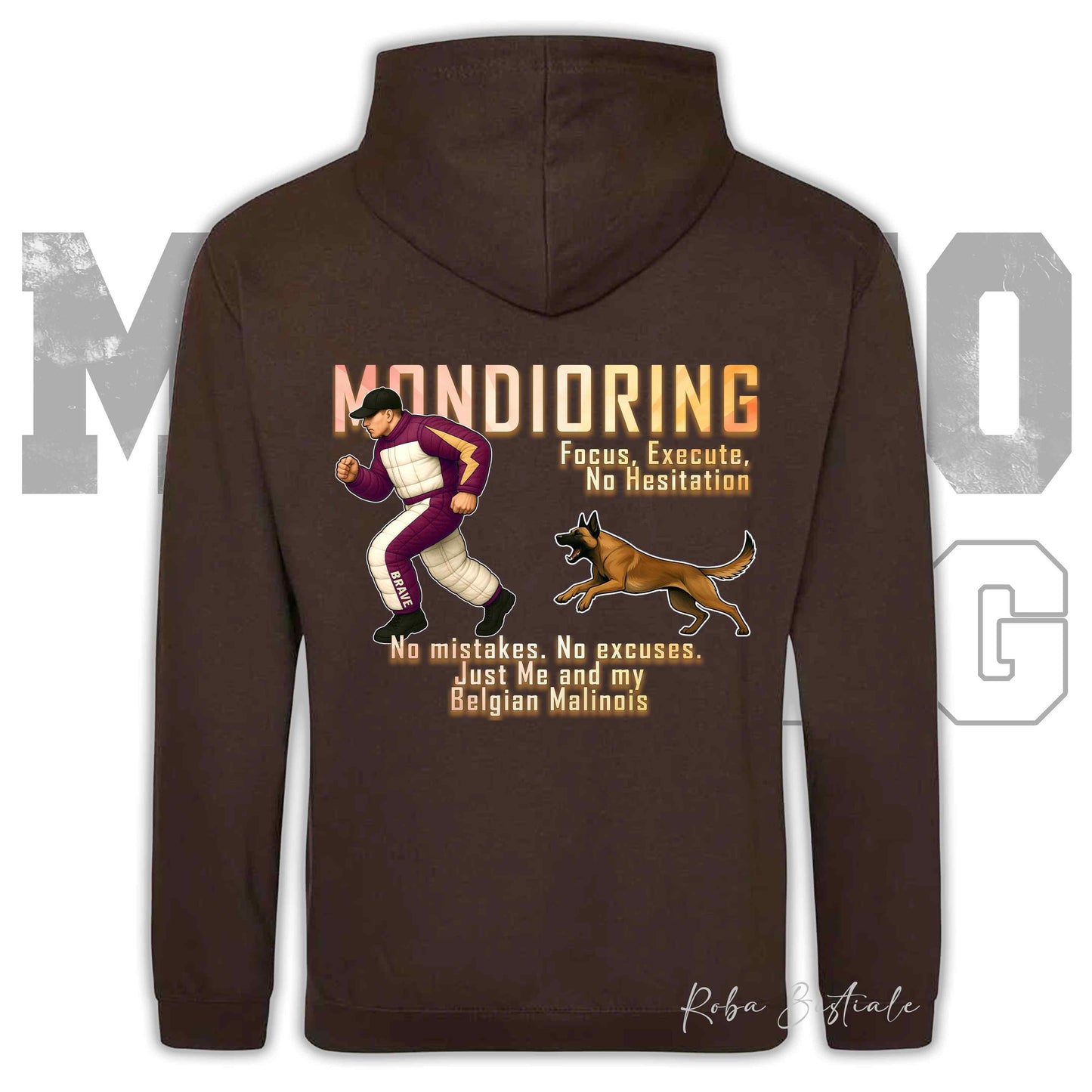 Felpa MONDIORING Chase! - PASTORE BELGA MALINOIS - Cappuccio e Tasconi, Unisex, in tanti colori - dalla XS alla 5XL