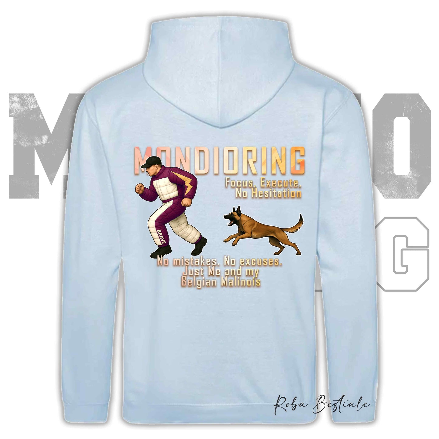 Felpa MONDIORING Chase! - PASTORE BELGA MALINOIS - Cappuccio e Tasconi, Unisex, in tanti colori - dalla XS alla 5XL