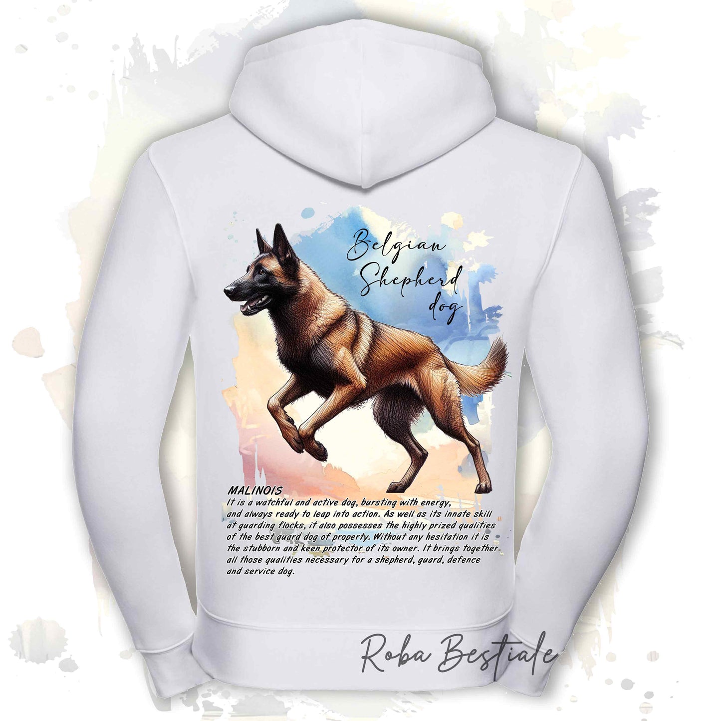Felpa BEHAVIOR - PASTORE BELGA MALINOIS - Con Cappuccio e Full Zip, Uomo o Donna - dalla XS alla 5XL