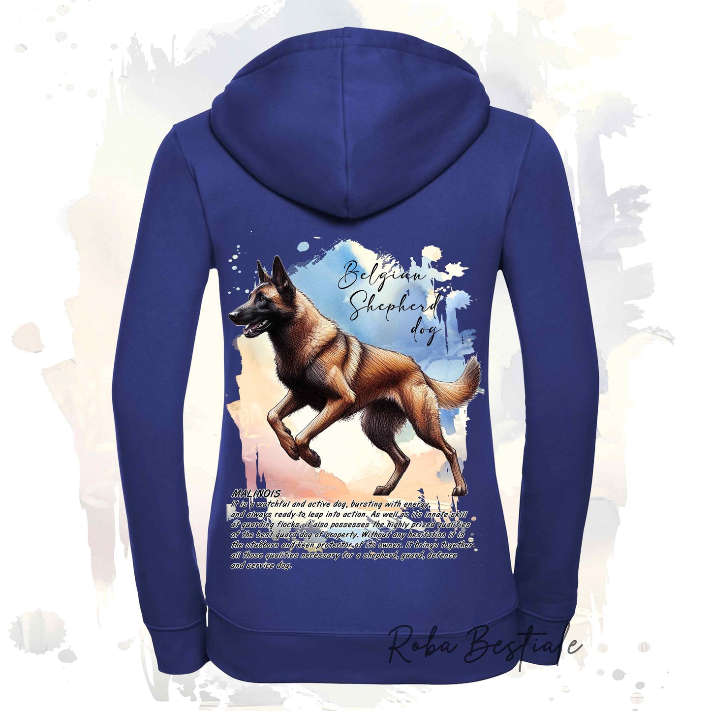 Felpa BEHAVIOR - PASTORE BELGA MALINOIS - Con Cappuccio e Full Zip, Uomo o Donna - dalla XS alla 5XL