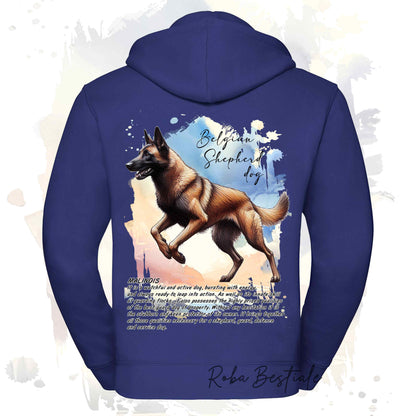 Felpa BEHAVIOR - PASTORE BELGA MALINOIS - Con Cappuccio e Full Zip, Uomo o Donna - dalla XS alla 5XL