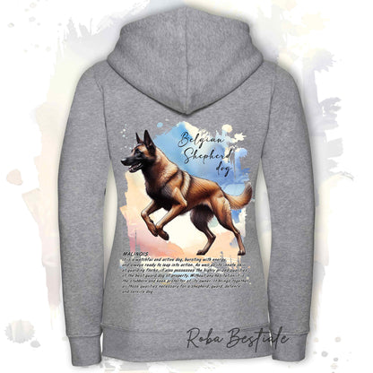 Felpa BEHAVIOR - PASTORE BELGA MALINOIS - Con Cappuccio e Full Zip, Uomo o Donna - dalla XS alla 5XL