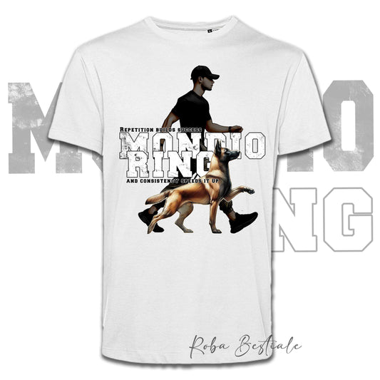T-Shirt MONDIORING5 - PASTORE BELGA MALINOIS + UOMO - Bianca, Uomo o Donna - dalla XS alla 5XL