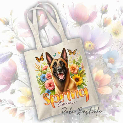 Tote Bag PASTORE BELGA MALINOIS - Collezione Spring Love