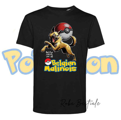 T-Shirt POKEMON - PASTORE BELGA MALINOIS - Bianca o Nera, da Uomo o da Donna - dalla XS alla 5XL