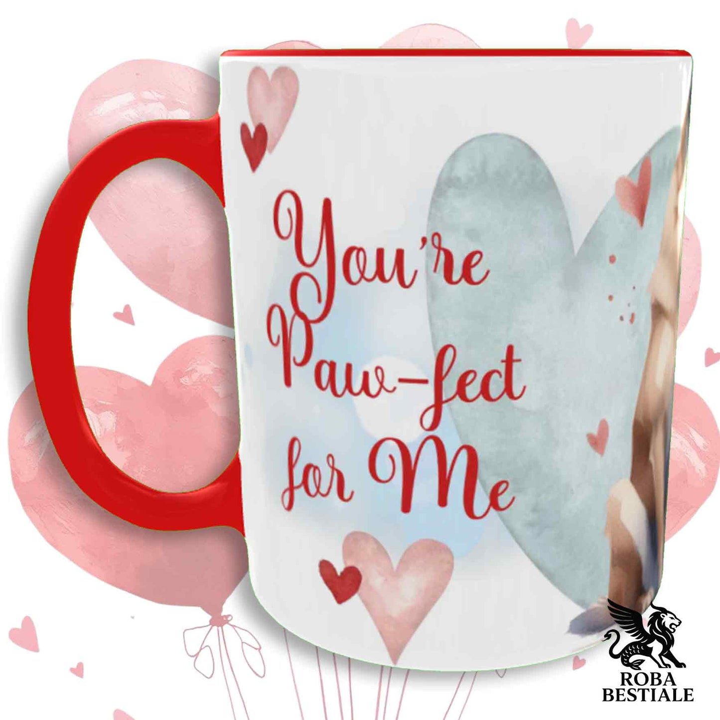Tazza LOVE ME - PASTORE BELGA MALINOIS - In Ceramica, con dettagli Rossi - 330 ml