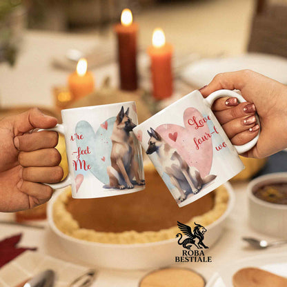 Tazza LOVE ME - PASTORE BELGA MALINOIS - In Ceramica, con dettagli Rossi - 330 ml