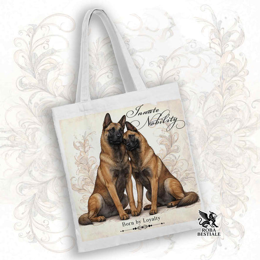 Tote Bag NOBILITY - PASTORE BELGA MALINOIS - 100% Cotone - Bianca o Beige