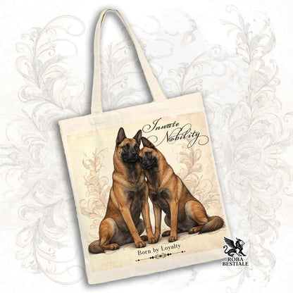 Tote Bag NOBILITY - PASTORE BELGA MALINOIS - 100% Cotone - Bianca o Beige