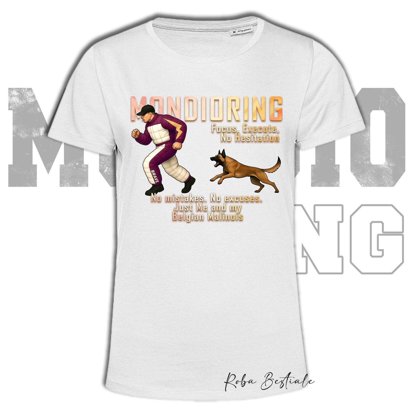 T-Shirt MONDIORING Chase! - PASTORE BELGA MALINOIS - In tanti colori - Uomo o Donna - dalla XS alla 5XL
