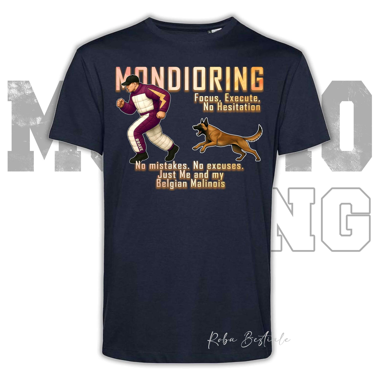 T-Shirt MONDIORING Chase! - PASTORE BELGA MALINOIS - In tanti colori - Uomo o Donna - dalla XS alla 5XL