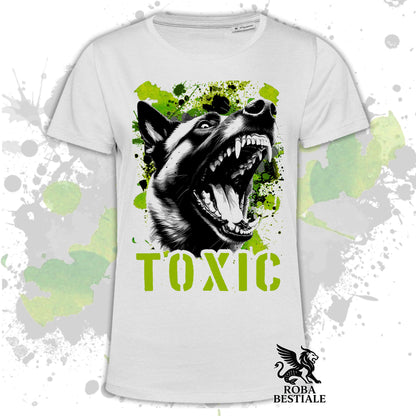 T-Shirt TOXIC - PASTORE BELGA MALINOIS - Bianca o Beige, da Uomo o da Donna - dalla XS alla 5XL